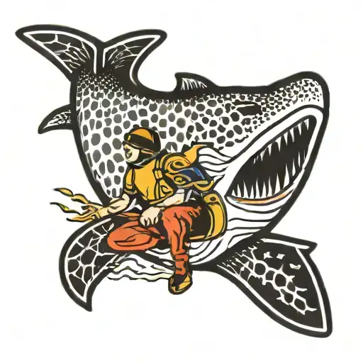 whale shark and diver tattoo design idea