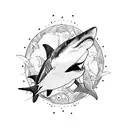 shark and orca and turtle and fish tattoo design idea