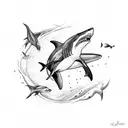 shark and orca and turtle and fish tattoo design idea