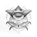 shark and orca and turtle and fish tattoo design idea