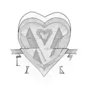heart maze with letters l and j tattoo design idea