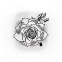 kanji "alone" and "love" with fuji-sama and cherry flower  tattoo design idea