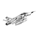 a fighter jet (mirage 2000) with minimalist style, with irregular line tattoo design idea