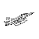 a fighter jet (mirage 2000) with minimalist style, with irregular line tattoo design idea