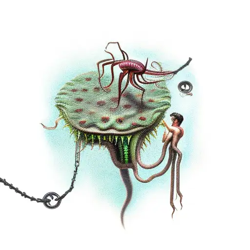 Venus fly trap with broken chains tattoo design idea