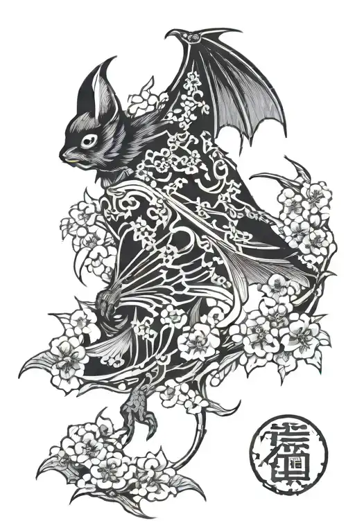 Japanese bat tattoo | Orangetattooshop.com