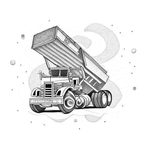 dump truck with only the strong survive  tattoo design idea
