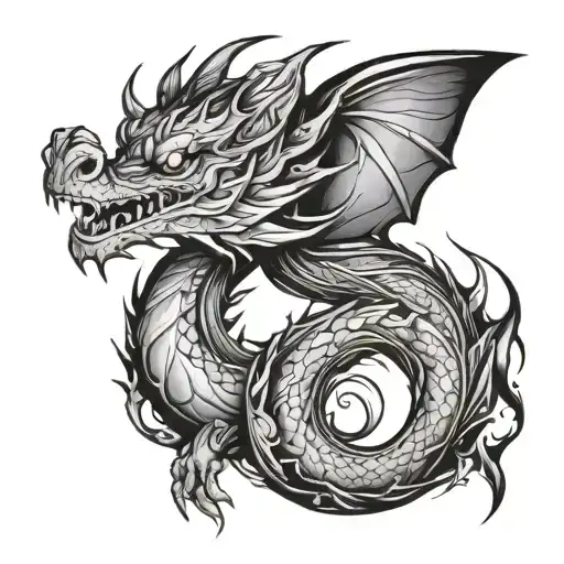 simple female dragon made with fine lines tattoo design idea