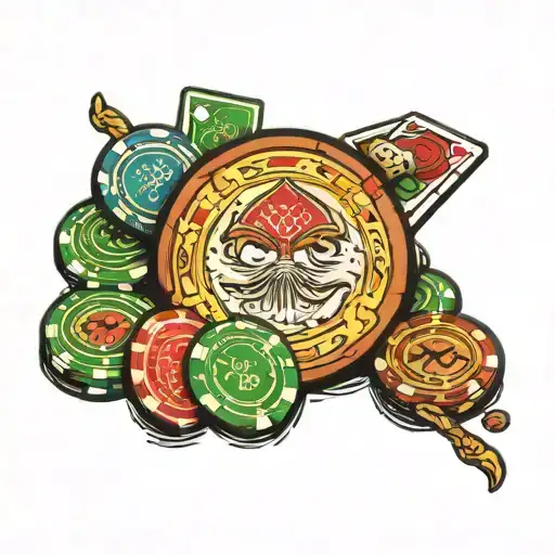 Poker chips, playing cards, "Lem's House Of Poker"  tattoo design idea