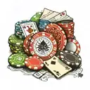 Poker chips, playing cards, "Lem's House Of Poker"  tattoo design idea