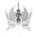 Dumbbell with wings tattoo design idea