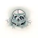 broken skull with ivy growing from the inside tattoo design idea