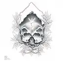 broken skull with ivy growing from the inside tattoo design idea
