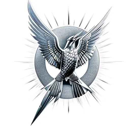 mockingjay roses tattoo design idea