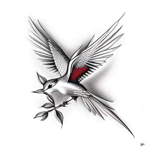 roses with mockingjay tattoo design idea