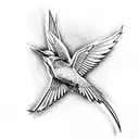 mockingjay with rose tattoo design idea