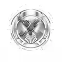 mockingjay with rose tattoo design idea