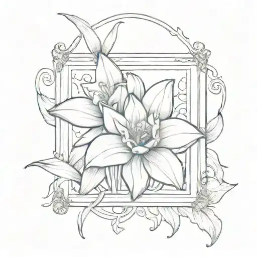 daffodil inside a picture frame with a cursive c inside the deign   tattoo design idea