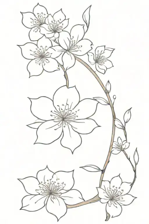 Sakura flowers on a thigh twirch tattoo design idea