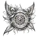 clock crying eyes tattoo design idea
