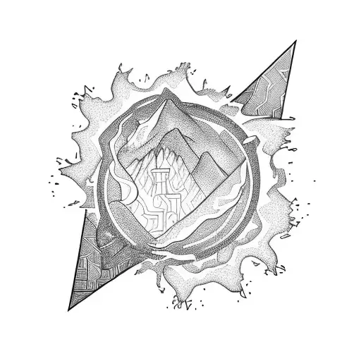 volcano tattoo design idea