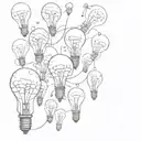 many clouds with one light bulb among them tattoo design idea