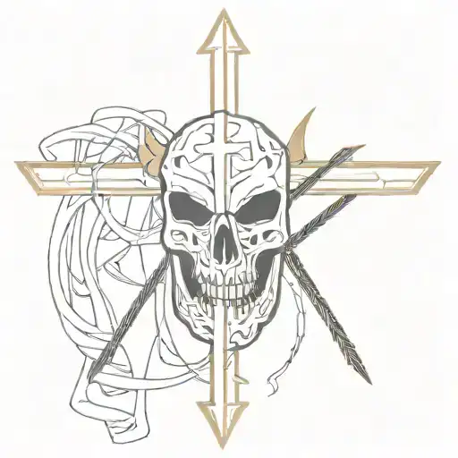 slaughter to prevail mask over upside-down cross tattoo tattoo design idea