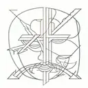 alex terrible mask over upside-down cross tattoo tattoo design idea
