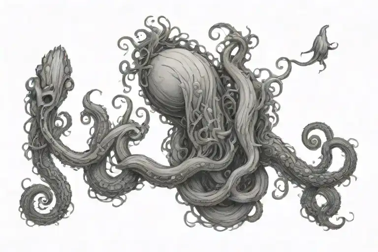 tentacles reaching up from the water with tentacles going down the back of the arm and slightly up the neck tattoo design idea