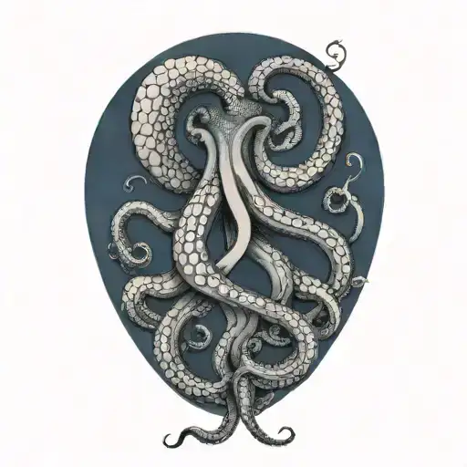 octopus tentacles reaching from shoulder down back of arm and up the back of the neck tattoo design idea