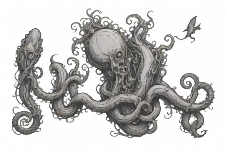 tentacles reaching up from the water with tentacles going down the back of the arm and slightly up the neck tattoo design idea