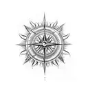 bicep tatto with mountains compass sun and moon tattoo design idea