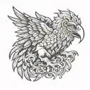 lion head crow tattoo design idea