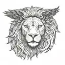 lion head crow tattoo design idea