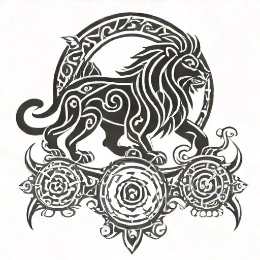 leo zodiac sign tattoo design idea
