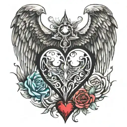 A cold heart with wings around it, and something related to ice incorporated. tattoo design idea