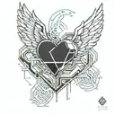 A cold heart with wings around it, and something related to ice incorporated. tattoo design idea