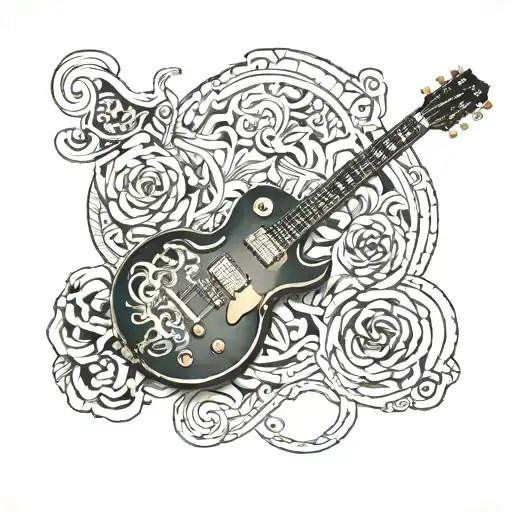 San Lorenzo de Almagro, Gibson Les Paul guitar, trumpet, staff tattoo design idea
