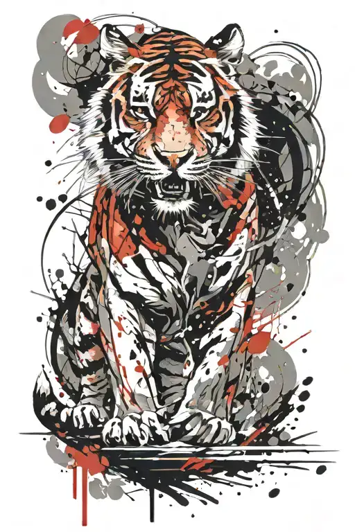 tiger walking tattoo design idea