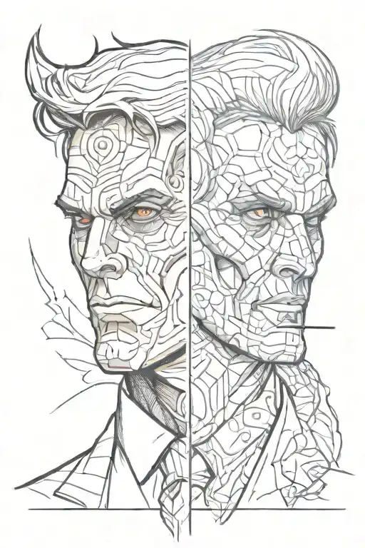 two face from Batman with a Gemini symbol tattoo design idea