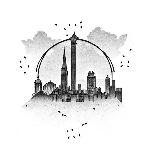 Albany, Georgia skyline with motivational text tattoo design idea