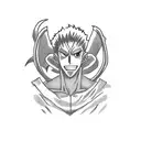 A tattoo design featuring the iconic characters from Hunter x Hunter and One Piece in an epic crossover scene tattoo design idea