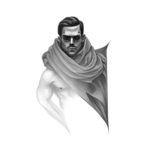 a man wrapped in a blanket tattoo design idea