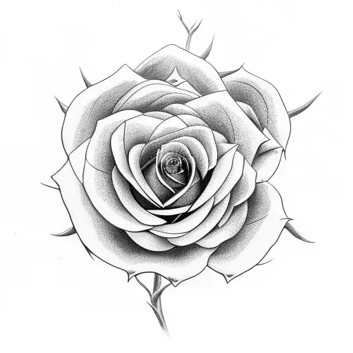 rose with large curvy stem tattoo design idea