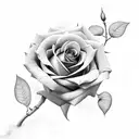 rose with large curvy stem tattoo design idea