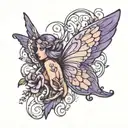 purple angel butterfly tattoo design idea