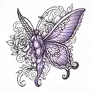 purple angel butterfly tattoo design idea