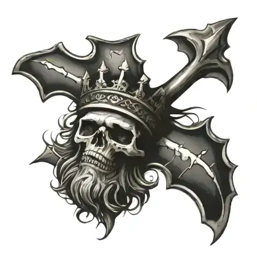 cross with thorn crown tilted  tattoo design idea