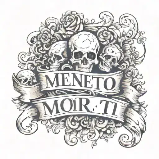 memento mori lettering tattoo design idea