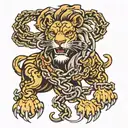 Lion break the chain links tattoo design idea